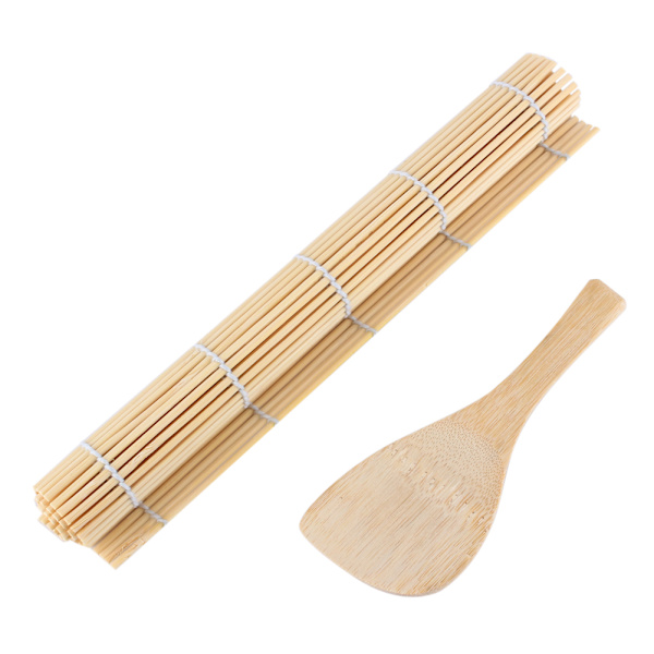 Sushi-rullende sett: Bambusrullmatte og rispadle for DIY Sushi