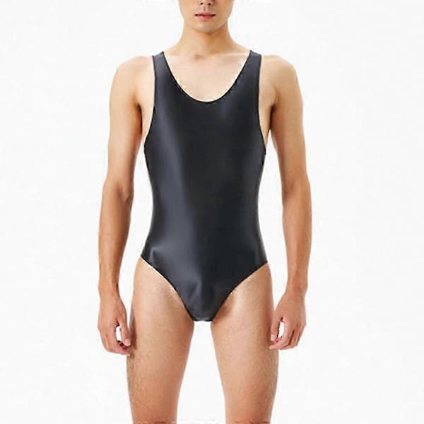 Ærmeløs badedragt til mænd, glat bodysuit for komfort og stil Black M