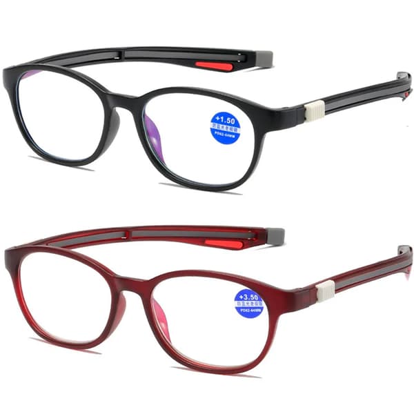 【BEMS】Stylish reading glasses with magnet that counteracts blue light (+0.75 - +4.0) Red-brown Rödbrun 4