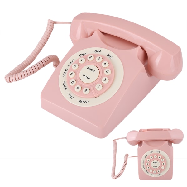 Vintage -puhelin Teräväpiirtopuhelun laadukas langallinen puhelin kotitoimistoon Pink++