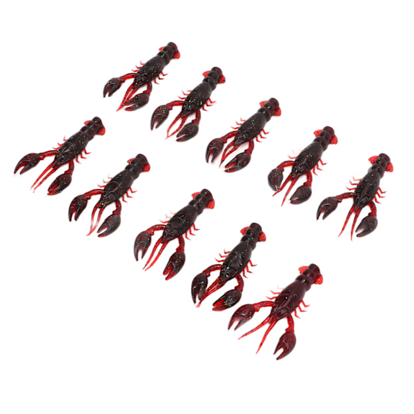 10 stk Myke Fiske Agner Kreps Agner PVC Reker Kunstig Myk Agner Agner for Bass Fiske Mørk Rød En Pakke med Ti