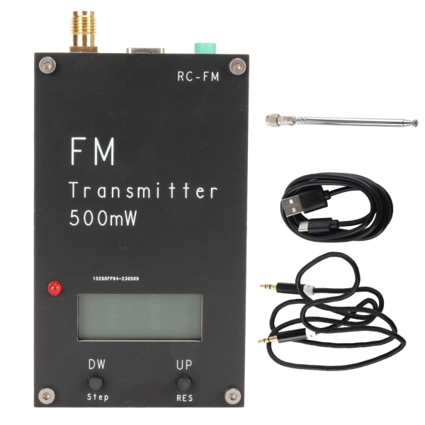 TIMH 500mW FM-sender med LCD-skærm 2000M 500mW 88‑108MHz FM-stereosender med USB Type C-port