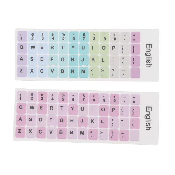 TIMH 2 stk Tastatur-klistremerker Fargerike engelskspråklige støvtett vanntett belegg PVC-materiale Datamaskin Tastatur-klistremerker A