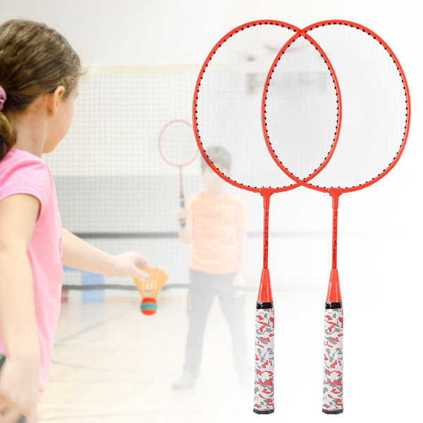Badmintonracket för barn med 2 bollar Set Utomhus Sport Spel Barn Pojkar Flickor Leksak Fluorescerande Orange