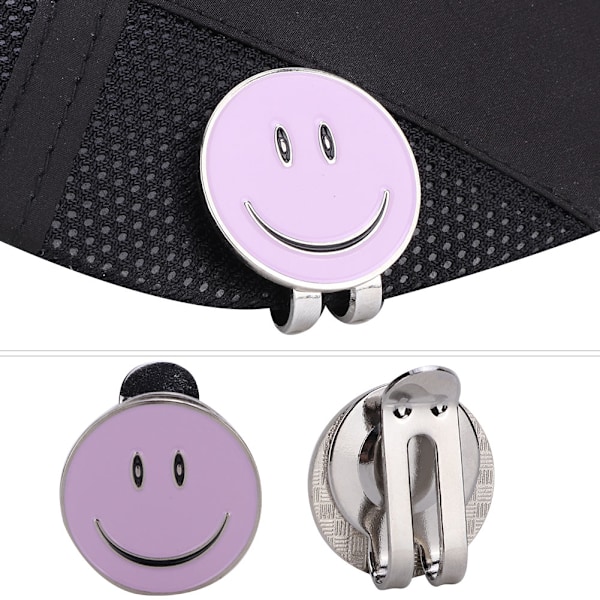 Metallista magneettinen golflippis-hattu-visiiri-kiinnike pallo-merkkivaruste (Violetti hymyilevä kasvo)