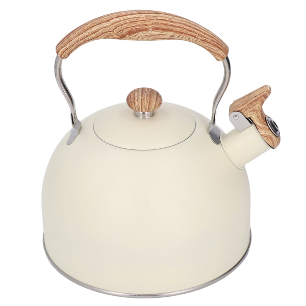 Viheltävä vedenkeitin ruostumattomasta teräksestä valmistettu vedenkeitin 2,5 l Whistling Teekannu Ergonominen Kahva Teekannu Beige /