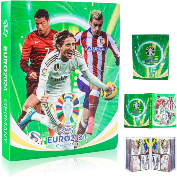 Fotbollskortbok 240 kort kapacitet samlingskort cover set kortpärm standardstorlek samlingsbok green