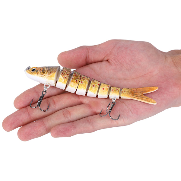 13,7 cm Plast Fiskebete Hårdbete 8 Sektioner Sjunkande Wobbler Krokar Tackel för Bass (JM034-5)