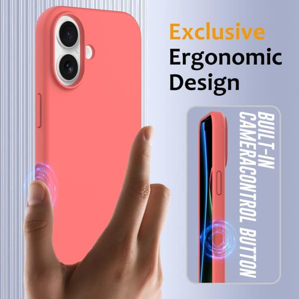 【BEMS】iPhone 17 Stöttåligt Silikonskal med MagSafe Rosa Orange