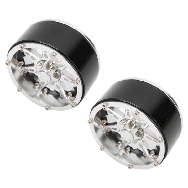 2 st RC Aluminiumlegering Beadlock Hjulfälg Nav för SCX10 / TRX4 / TRX6 1/10 RC Bil Uppgraderingsdelar Silver Svart
