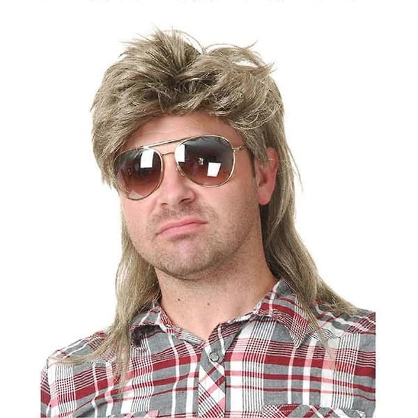 【BEMS】Peruk Herr Guld Mullet 80-tals Mullet Långt Syntetiskt Hår (LGL)