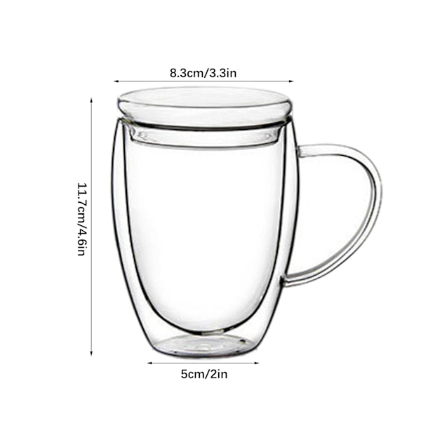 Dobbelt vægget isoleret gennemsigtig kaffekop med låg - Tykkere design