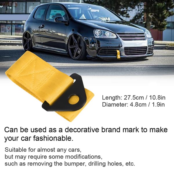 【BEMS】2 ton höghållfast bilsläp bogserrep Dragrem med krokar (gul)