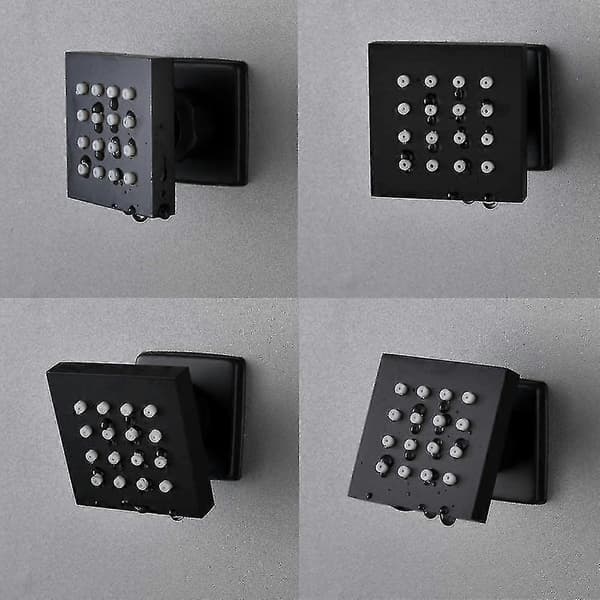 Dusjhode for midje og kropp, massasje, roterbart dusjhode, 7*5,5*6,5 cm (matt svart, 4-pakning) nytt