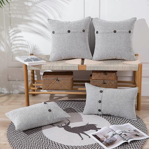 Örngott 45x45 cm med trippelknappar, set om 2, rustik chenille, dekorativ soffa, lantlig stil