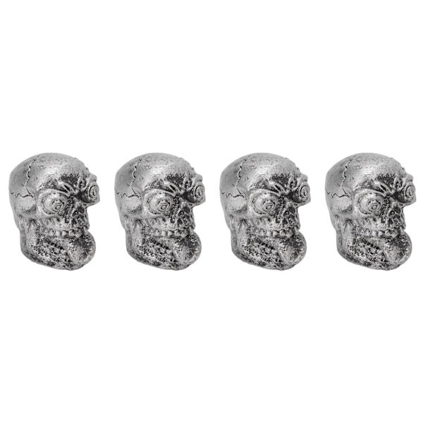 4st Däckventilkåpa Set Skull Style Dammtät Universal för bilar Cyklar SUV Lastbilar Motorcyklar Silver