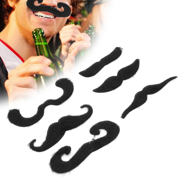 TIMH 6 stk Fake Black Moustache Festlig ytelse Cosplay kunstig skjegg til Halloween-fest