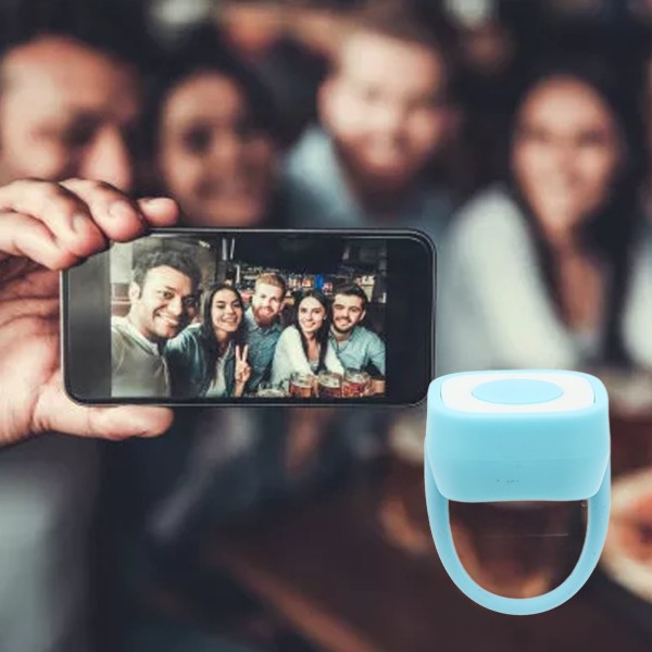Ringfjernkontroll Oppladbar fingertupp Bluetooth-knappklikker for kamerautløser Selfie-knapp Blå /