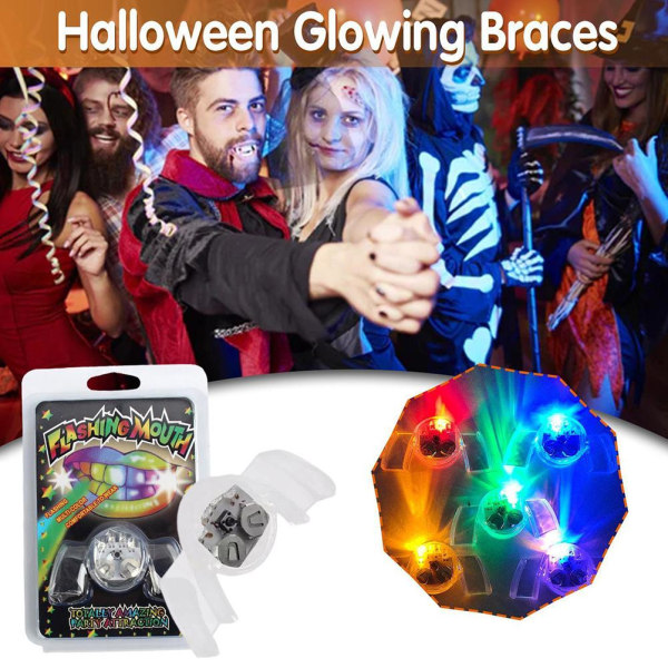 Halloween Glow olkaimet Lelut Vilkkuvat LED-suun olkaimet Valaistuvat pala Hehkuvat hampaat Halloween-juhlat Tricky Cosplay -valohammasproteesit