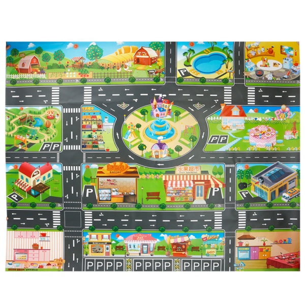 City Life Kids tieliikenteen leikkimatto Matto Road Traffic lasten leikkialue Matto ryömintämatto suurennettu versio Puhdas englantilainen liikennekartta
