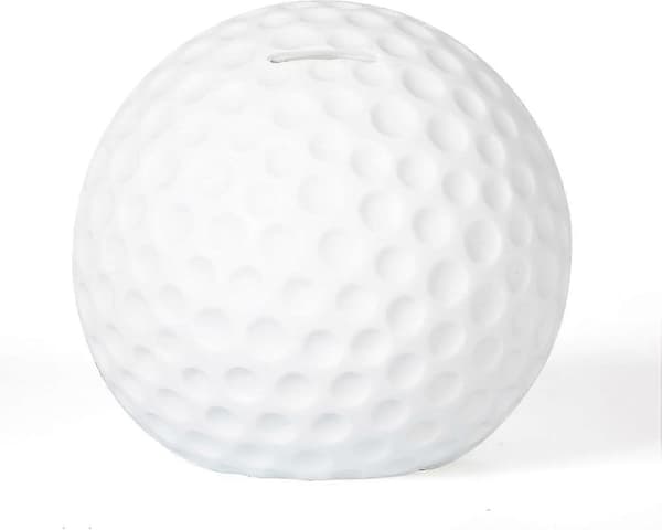 Sparegris i form af en golfbold, splintfri design, perfekt gave til sportselskere