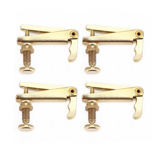 4Pcs Durable Alloy Fine Tuners String Adjusters Replacement Parts for 3/4 4/4 Violin(Gold)