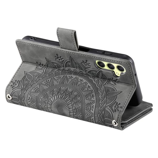 Kompatibel med Samsung Galaxy S26 5G Case Leather with Multiple Card Slots Grå