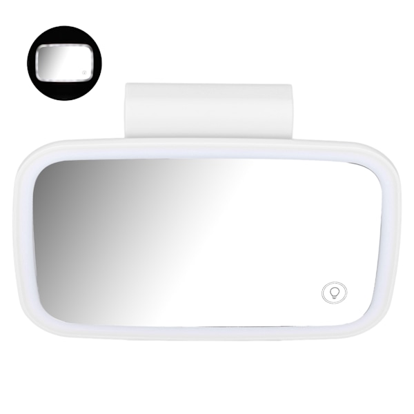 Auton aurinkosuojan peili, LED-valot, kosketusnäyttö, Plug and Play, vetäytyvä takakiinnike, valkoinen
