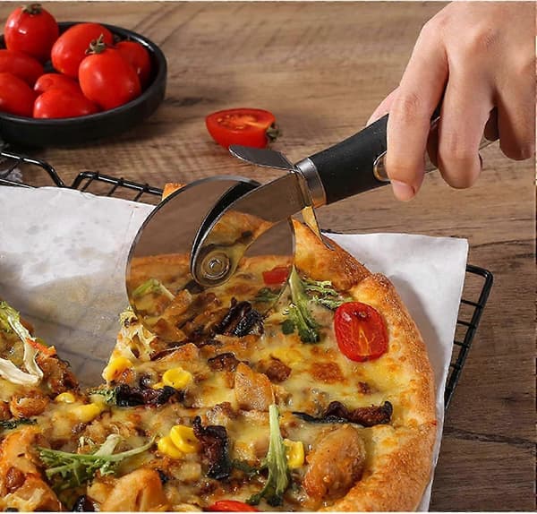 2-pak pizzaskærer | Premium pizzaskærehjul med pizzaspade | Skridsikkert rustfrit stål