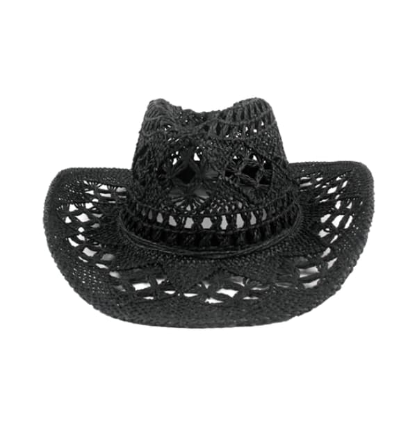 Stråcowboyhat hul solhat med bred skygge[BEMS] Black