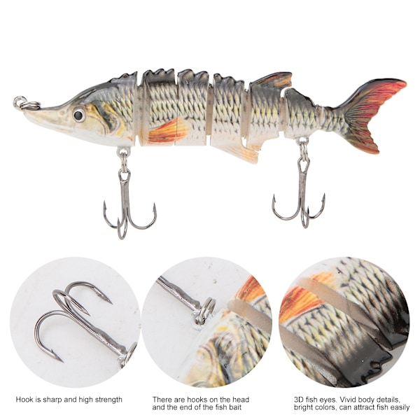 11cm Plast Fiskebete Artificiell Multisektion Sjunkande Wobbler Krokar Utrustning (JM040-3)