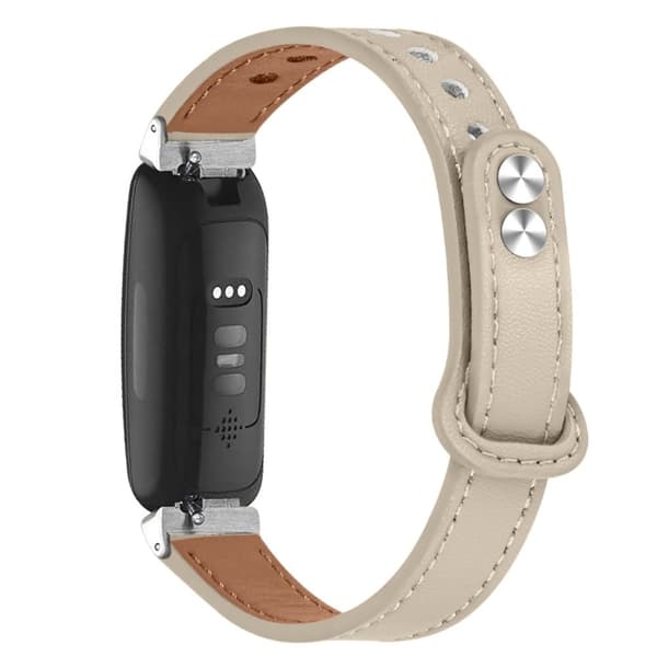 Fitbit Inspire 2 / Ace 2 klockarmband i kohud med silverfärgad kontakt - Elfenbensvit White white