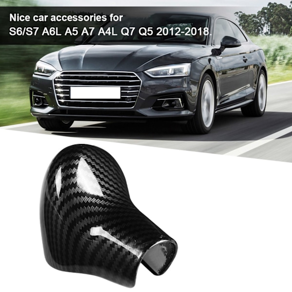 Carbon Fiber Style Interiör Shift Knop Cover Trim Passar för S6/S7 A6L A5 A7 A4L Q7 Q5