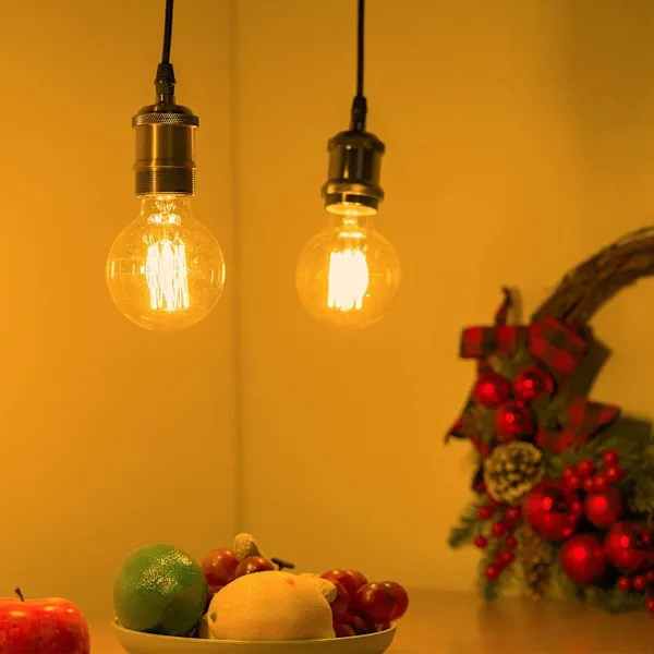 【BEMS】4-pack Vintage Edison Light Bulbs - Dimmable G80 E27 40W Warm White Light 220V Black