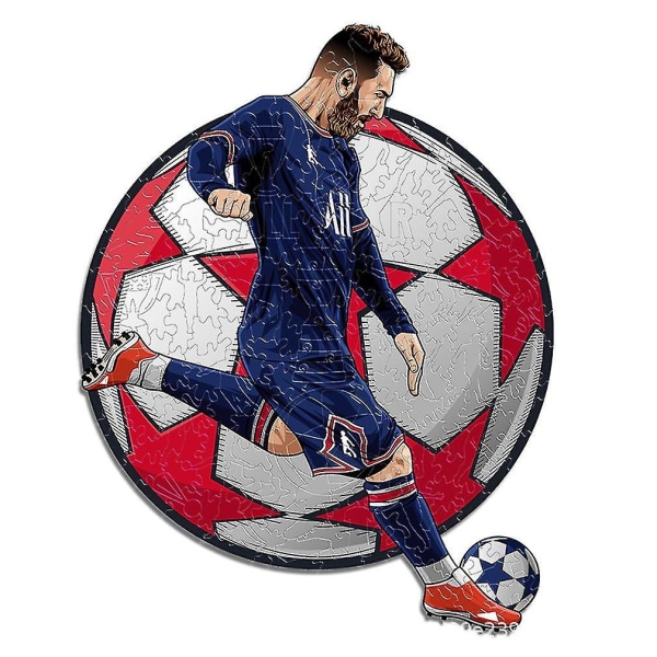 Messi Football Star Paris Saint-Germain træpuslespil Unik form puslespil DIY-legetøj til børn og voksne