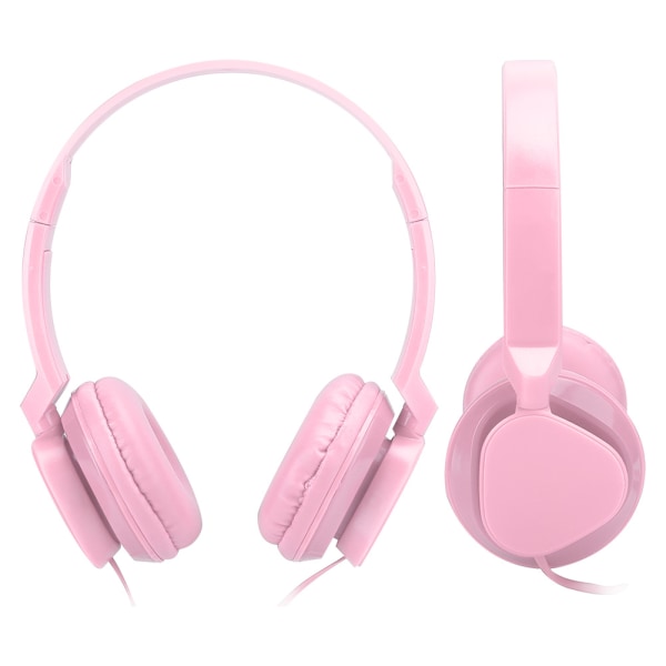 Kablede hovedtelefoner over øret headsets Stereo lyd øretelefoner med mikrofon spil FM musik ørestykke Pink ++