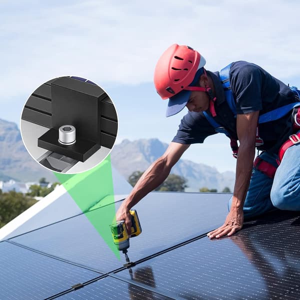 Sæt med 4 endeklemmer til solpaneler med Z-formede skruer - 35 mm endeterminaler - Sort - Til solcelleinstallationer