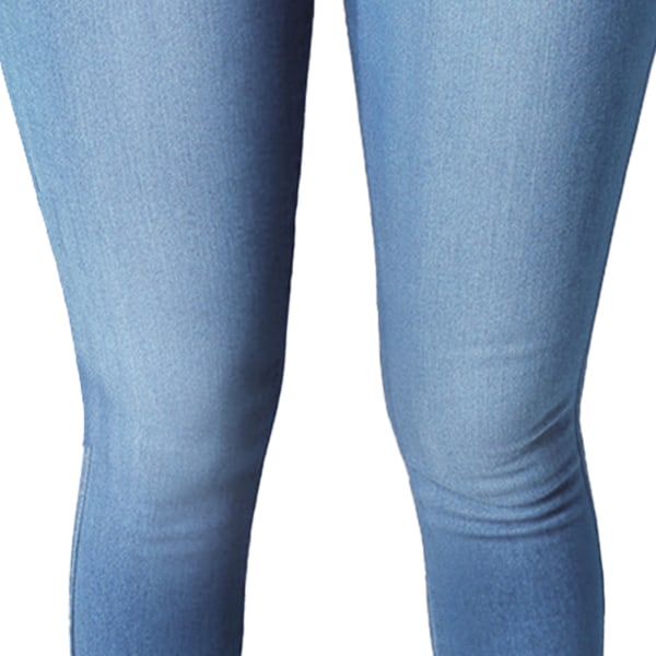 Denimbukser med høy midje og dobbel lomme pustende Stilig uformelle denimbukser for kvinner Blå M