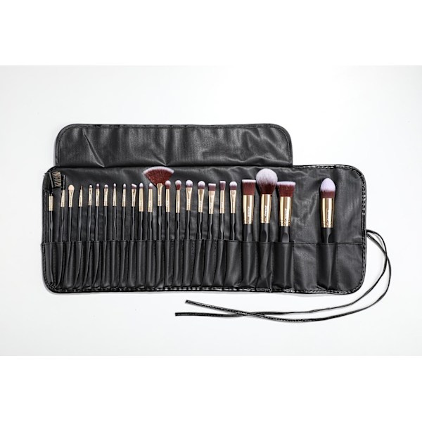 【BEMS】24 professionelle og eksklusive makeupbørster i etui Sort / Guld 150