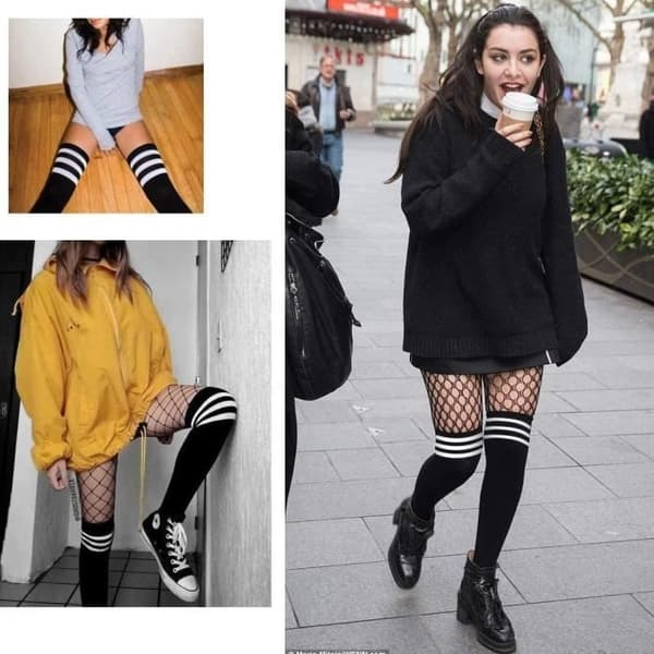 (hvide striber sorte) Ekstra lange knæstrømper op til låret til kvinder til sport og cosplay, 3 stykker hvide striber sorte White Stripes Black m