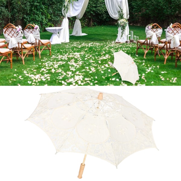 Spetsparaply Parasoll Vintage bröllopsparaply för fotokostym Festtillbehör L Beige/