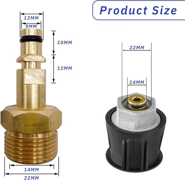 Højtryksrenseradapter - M22 14 mm lynkoblingsadapter til Karcher K2-K7 - lynudløseradapter
