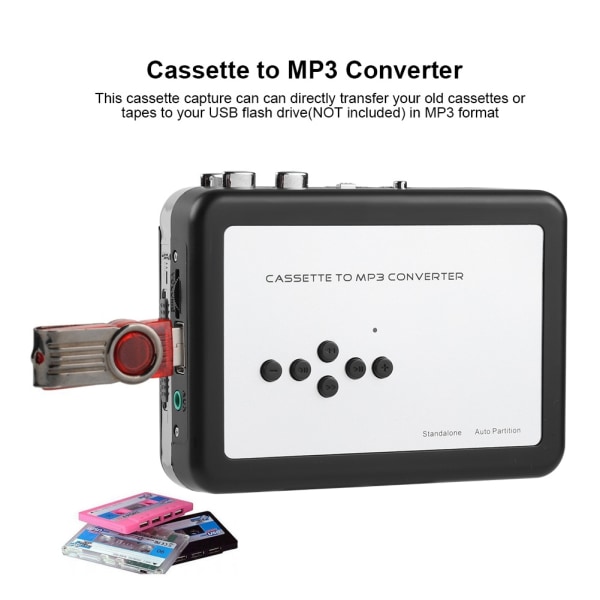 TIMH Kannettava kasettinauha MP3-muuntimeksi USB -muistitikku Capture Audio Music Player