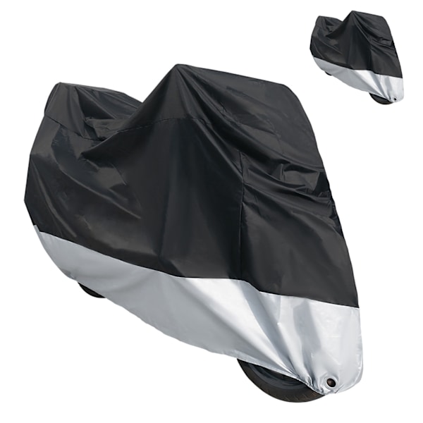 Stort Motorcykelskydd Tjockt Dammsäkert Vattentätt Motorcykelskydd med Elastiskt Band för Utomhus Uppgraderad Version Svart Silver 4XL Vanligt