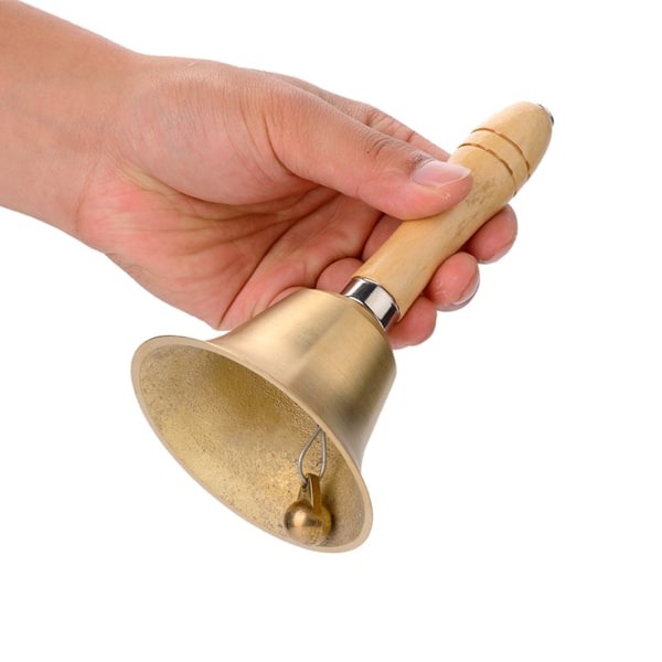 TIMH 8CM Multifunktionel håndklokke med træhåndtag til skolebørns legetøj