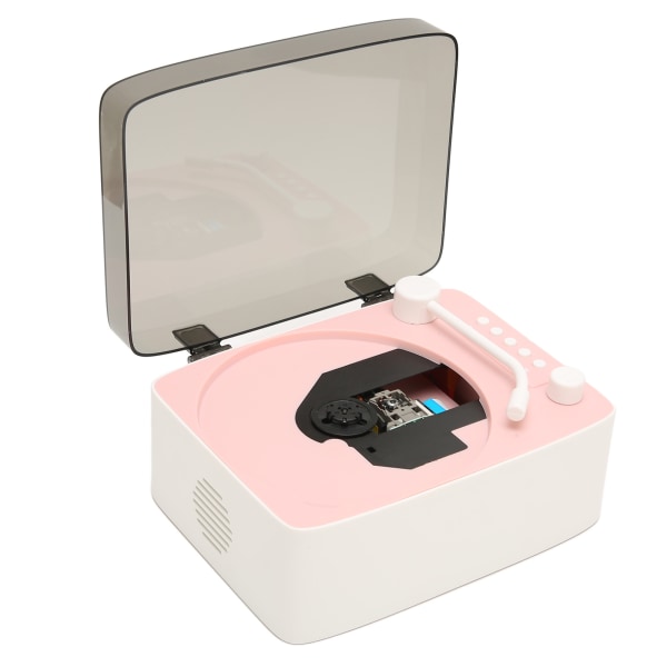 TIMH CD-spiller Mini Multifunksjonell Vintage Bluetooth-høyttaler CD-musikkspiller for Home Pink
