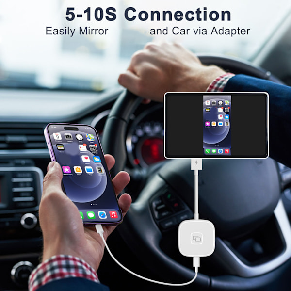 Carplay Mirror Adapter Trådbunden Carplay Mirrorring Dongle Phone Screen Mirroring Device för IOS-telefoner Square