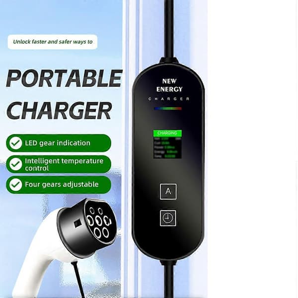 Pratable EV-lader Elbillader 3KW EV-kabel Type 2 Til 3-pinners kontakt 5m IP65