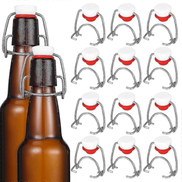 12 st. flip-style reservkorkar med tätning av silikonpackningar Kompatibel med glasflaskor, Bear Bottles