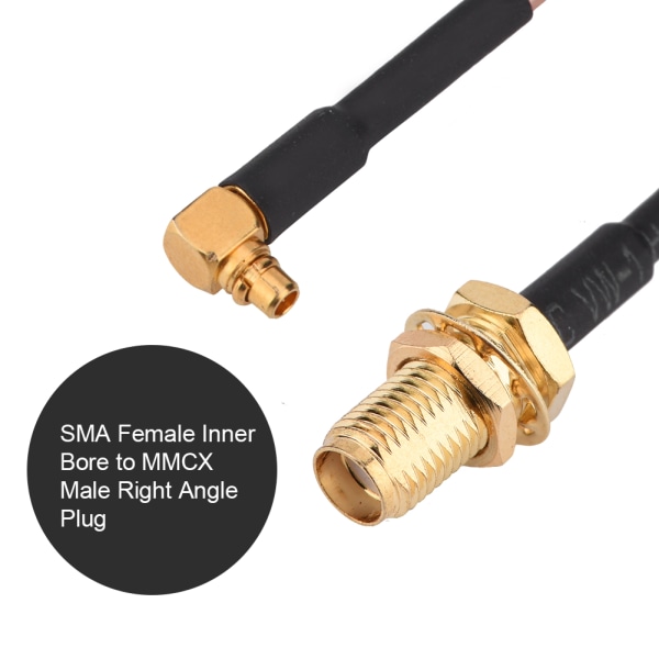 SMA naaras - MMCX uros oikeakulmainen RF Pigtail koaksiaalinen jatkokaapeli RG316 25cm++